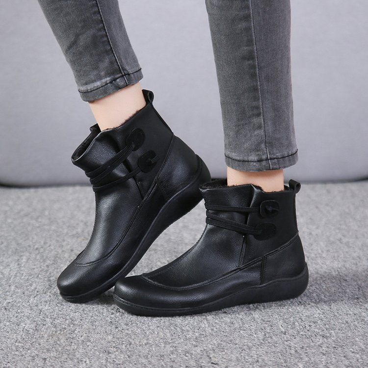 Men'S Fashion Plus - Women Vintage Round Toe PU Leather