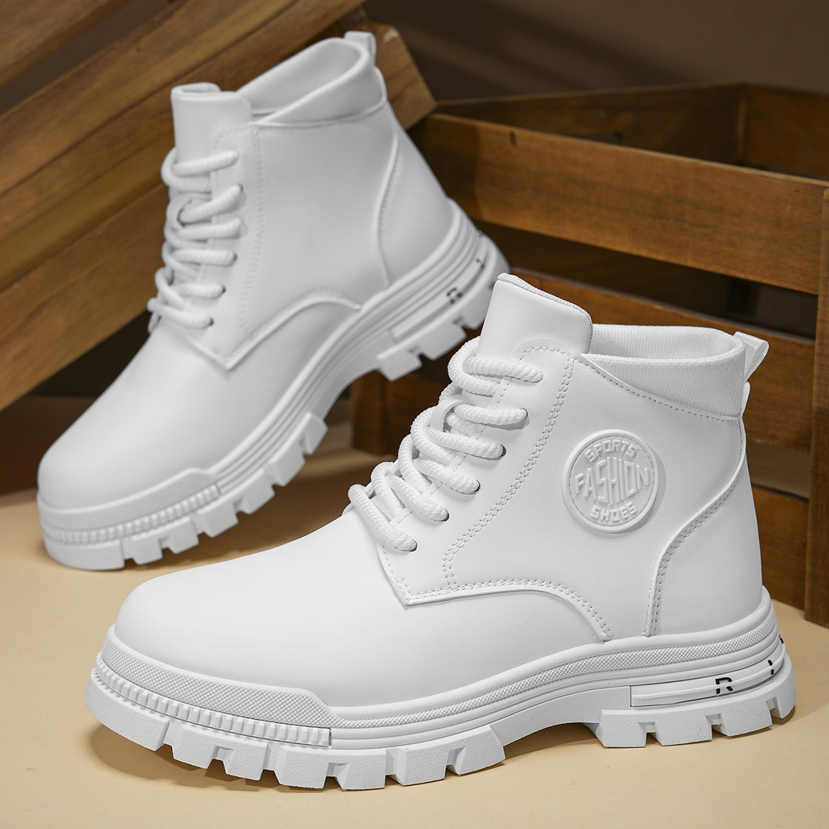 Men'S Fashion Course - Men's Fashionable All-Season White Motorcycle Boots