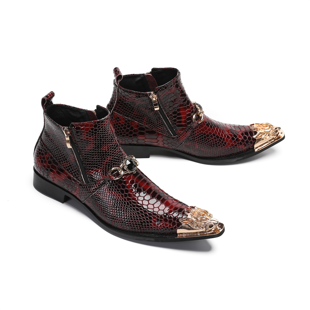 Men'S Fashion Plus - fashion metal pointed toe real leather