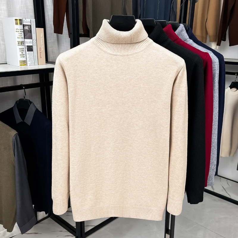 Knitted Cardigan Men - Men Turtleneck Knit Sweater Long Sleeve
