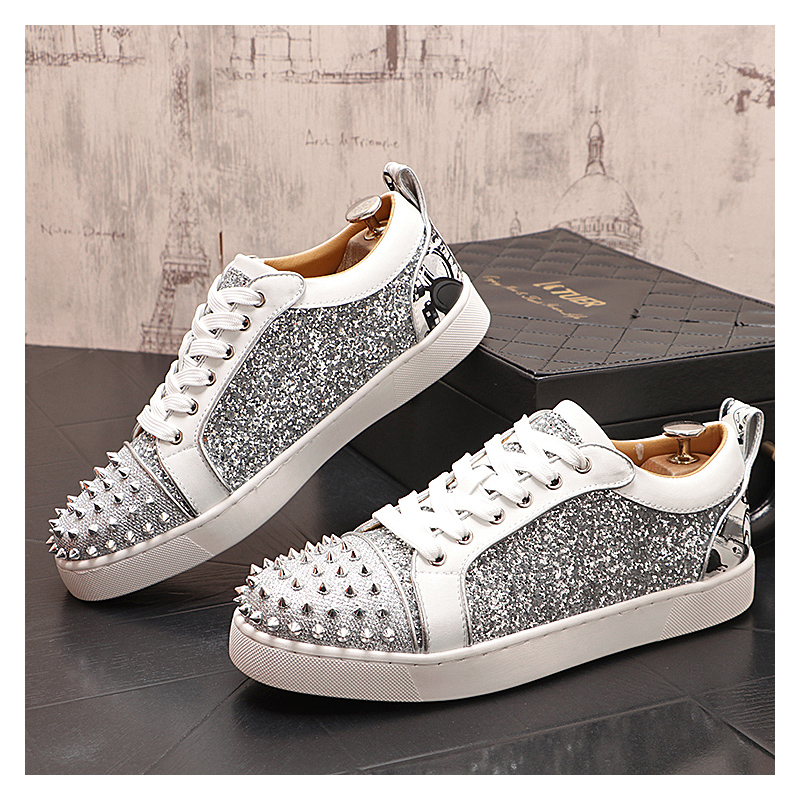 Mens Fashion Dress - mens luxury fashion silver rivets shoes