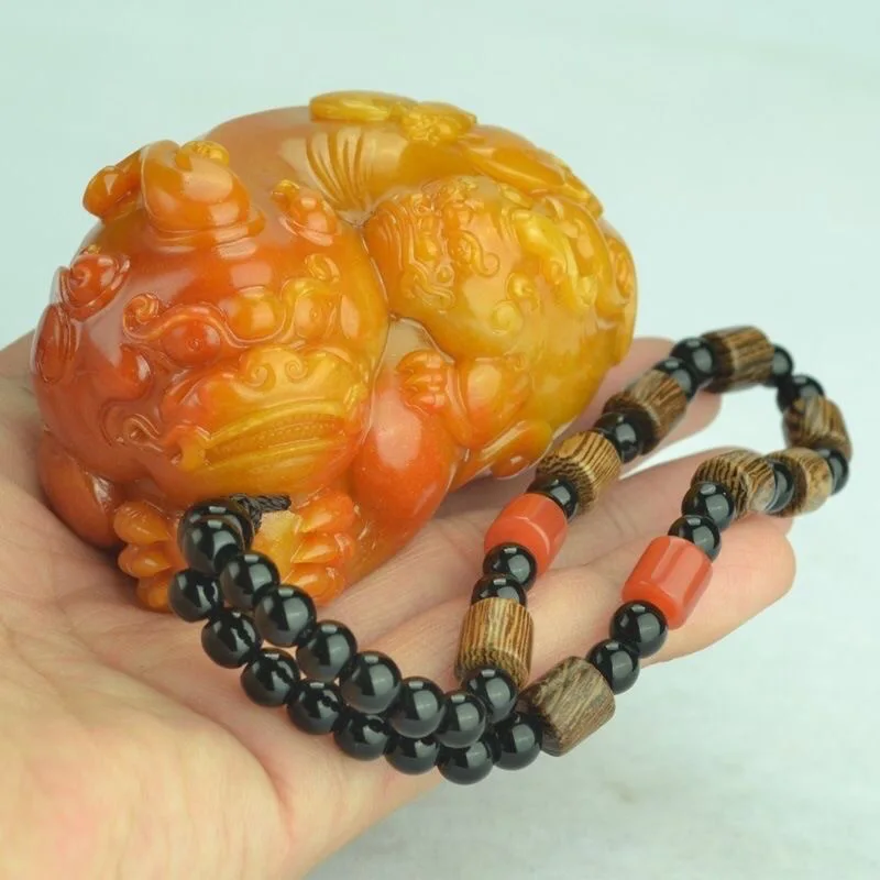 Men'S Fashion Necklaces - Natural Huang Longyu Pixiu Pendant Necklace