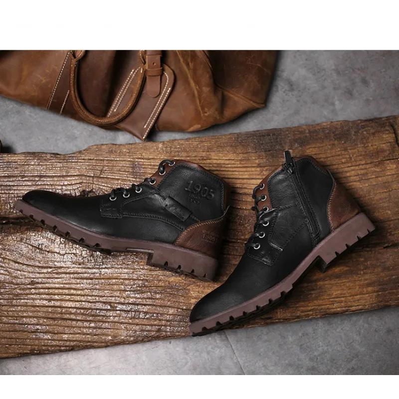 Leather Men Ankle Boots Plus S - Mens Fashion Combat Boots recension och pris
