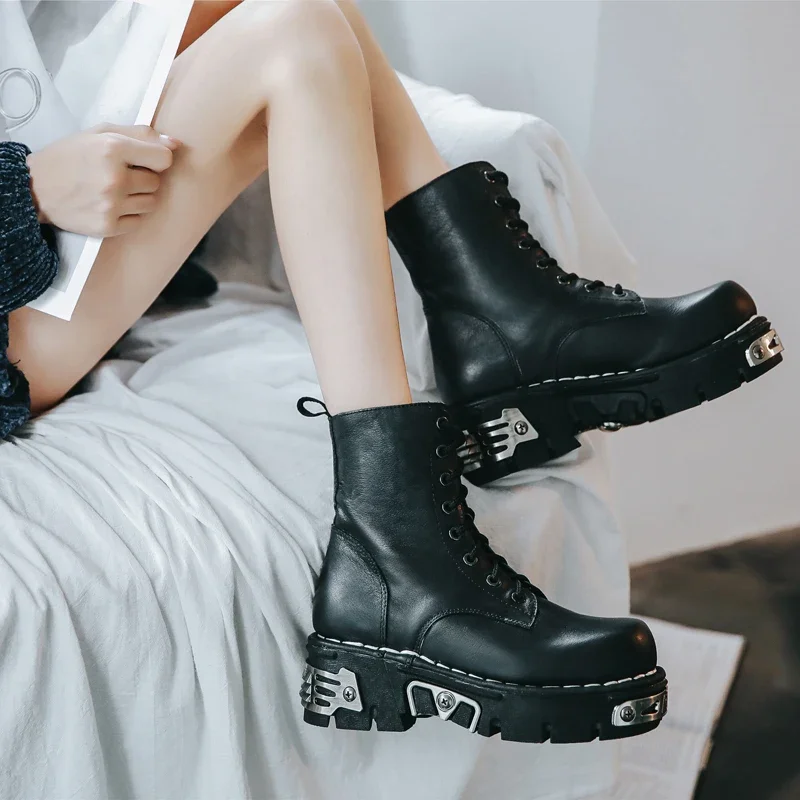New Fashion Punk Men's Genuine - Mens Fashion Combat Boots recension och pris