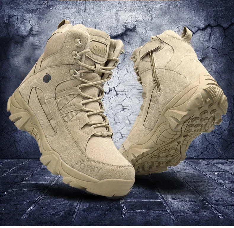 Outdoor Leather Hiking Shoes M - Mens Fashion Combat Boots recension och pris