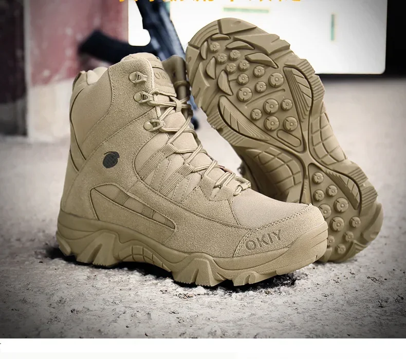 Outdoor Leather Hiking Shoes M - Mens Fashion Combat Boots recension och pris