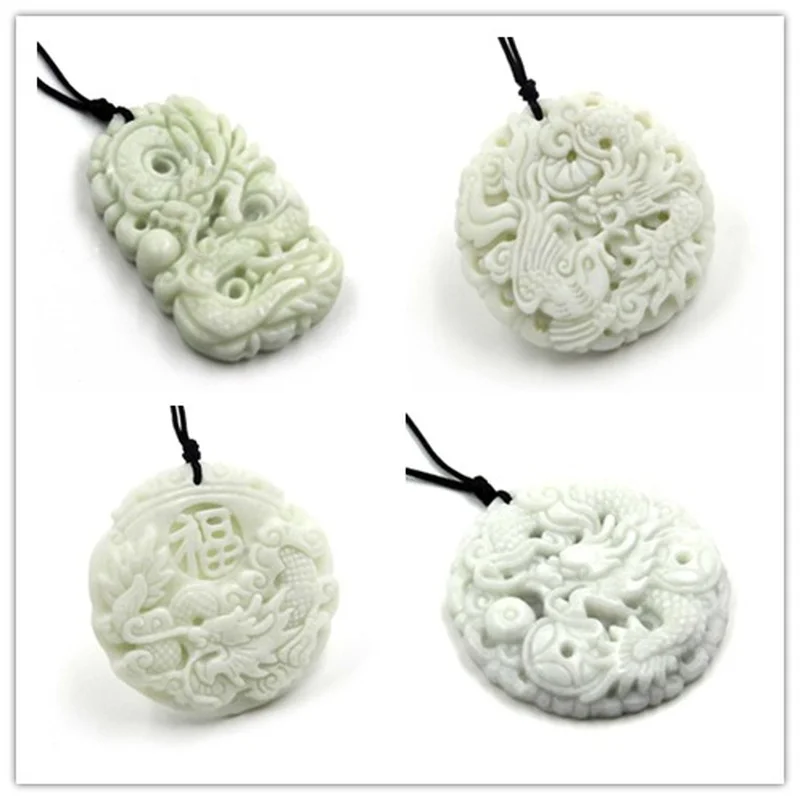 Natural White jade Dragon Phoe - Men'S Fashion Necklaces recension och pris