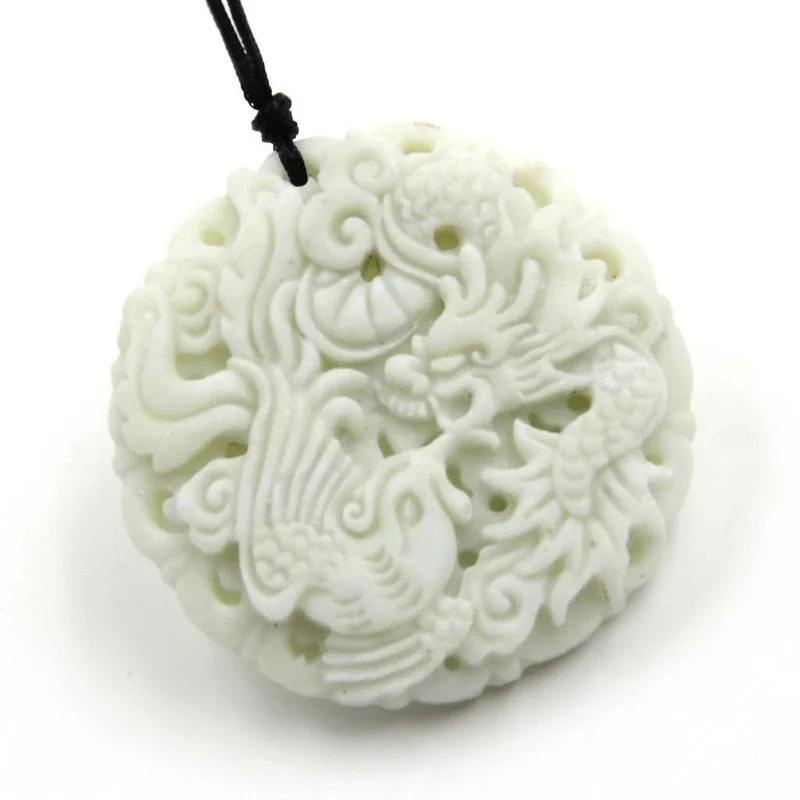 Natural White jade Dragon Phoe - Men'S Fashion Necklaces recension och pris