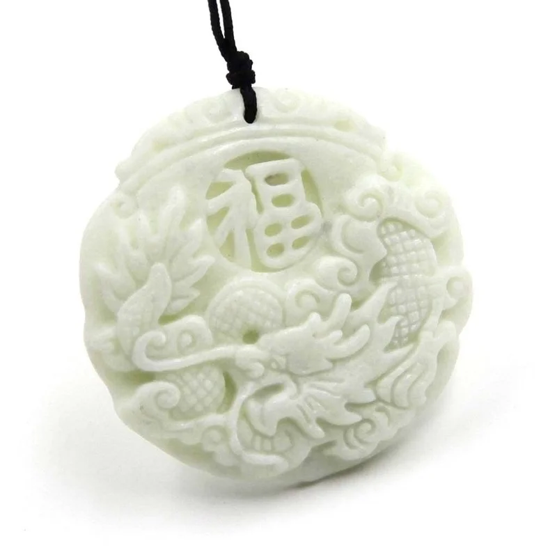 Natural White jade Dragon Phoe - Men'S Fashion Necklaces recension och pris