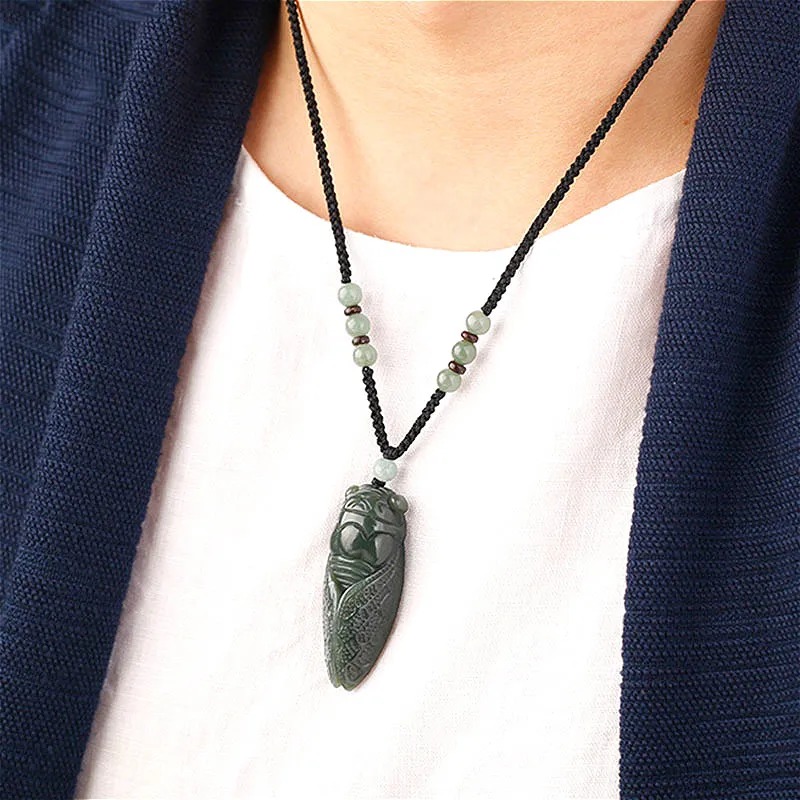 Natural Hetian Jade Cicada Pen - Men'S Fashion Necklaces recension och pris