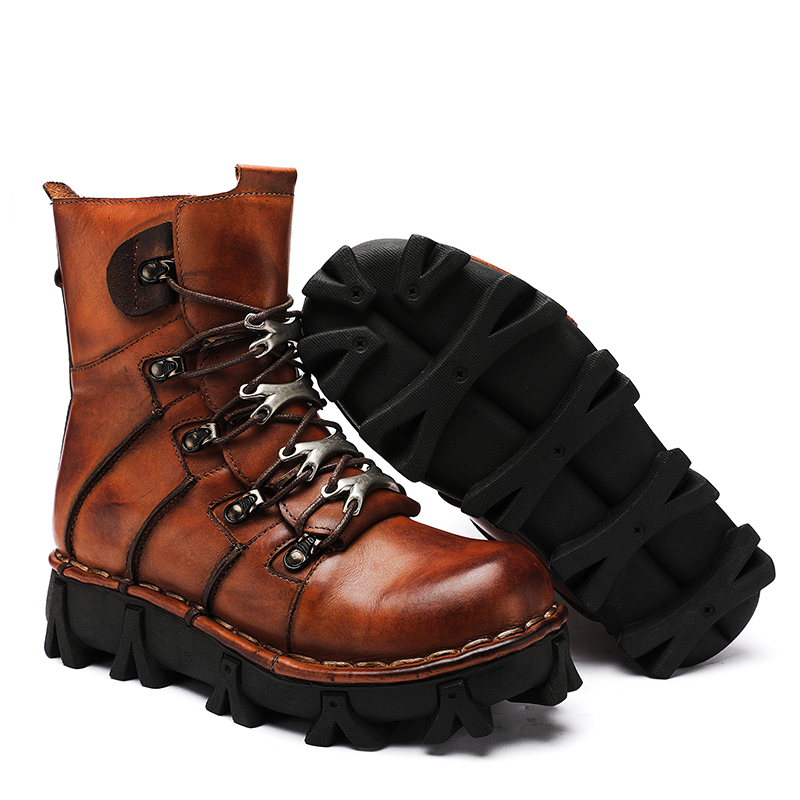 Fashion Men's Cowhide Genuine  - Mens Fashion Combat Boots recension och pris