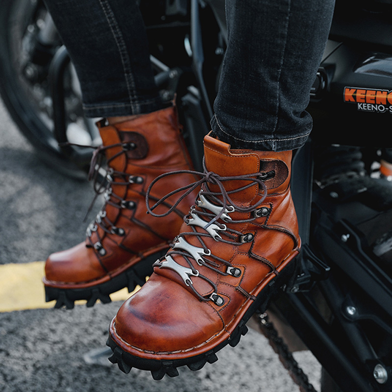 Fashion Men's Cowhide Genuine  - Mens Fashion Combat Boots recension och pris