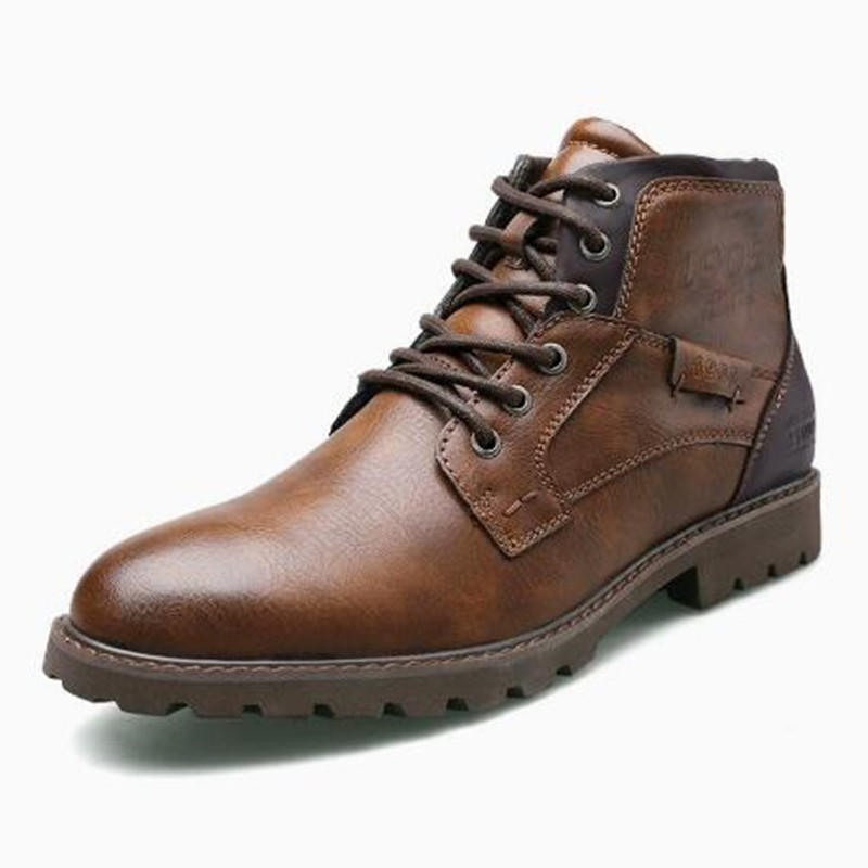 Leather Men Ankle Boots Plus S - Mens Fashion Combat Boots recension och pris