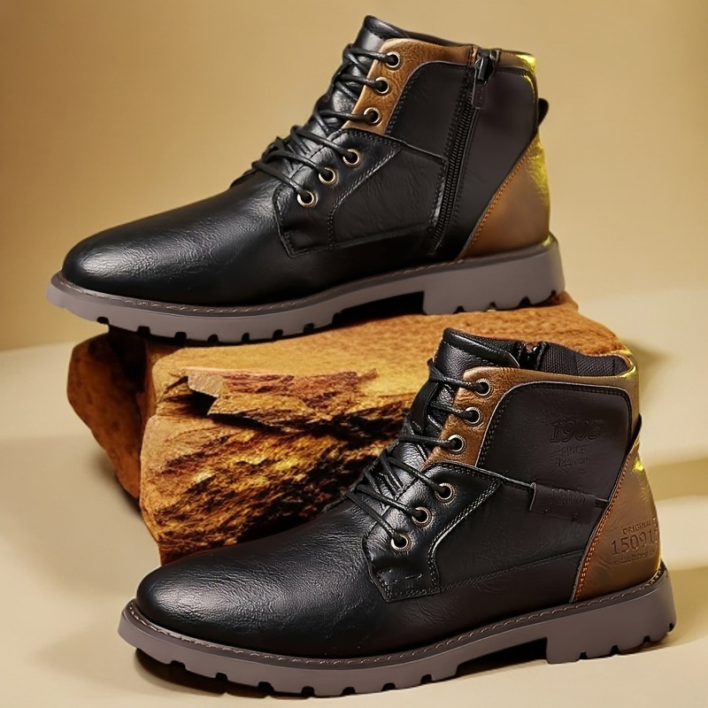Leather Men Ankle Boots Plus S - Mens Fashion Combat Boots recension och pris