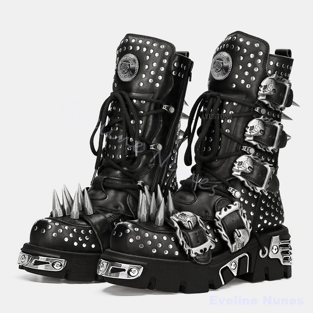 Gothic Halloween Cosplay Mid‑C - Mens Fashion Combat Boots recension och pris
