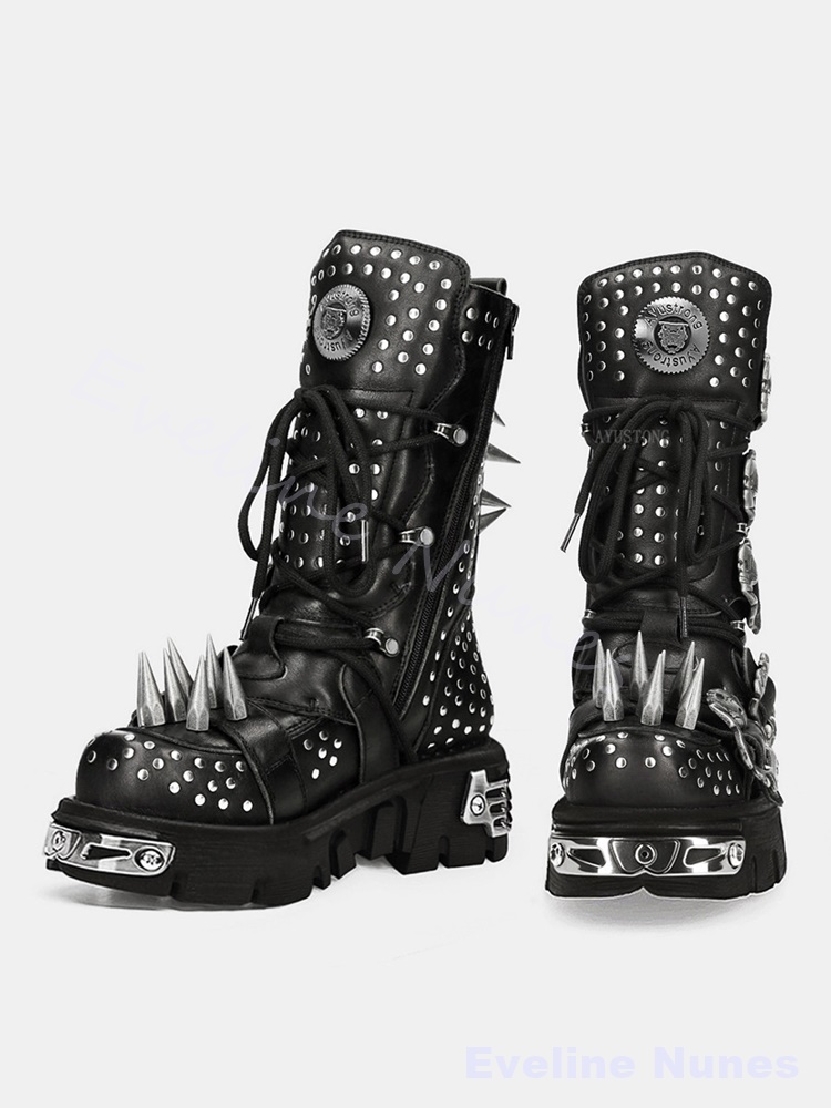 Gothic Halloween Cosplay Mid‑C - Mens Fashion Combat Boots recension och pris