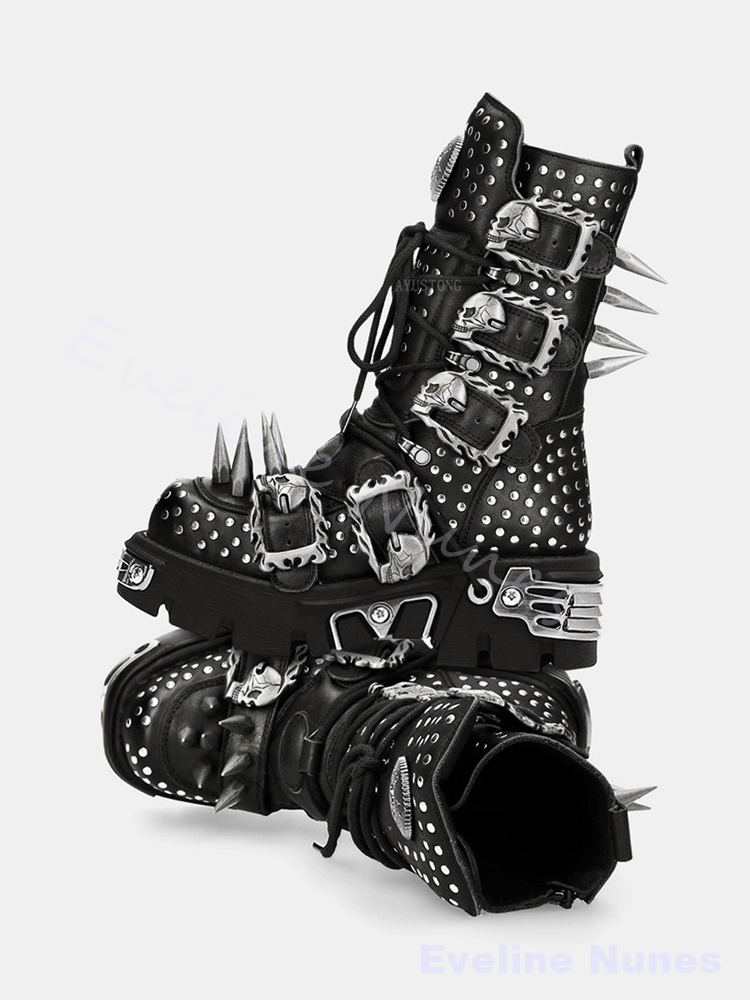 Gothic Halloween Cosplay Mid‑C - Mens Fashion Combat Boots recension och pris