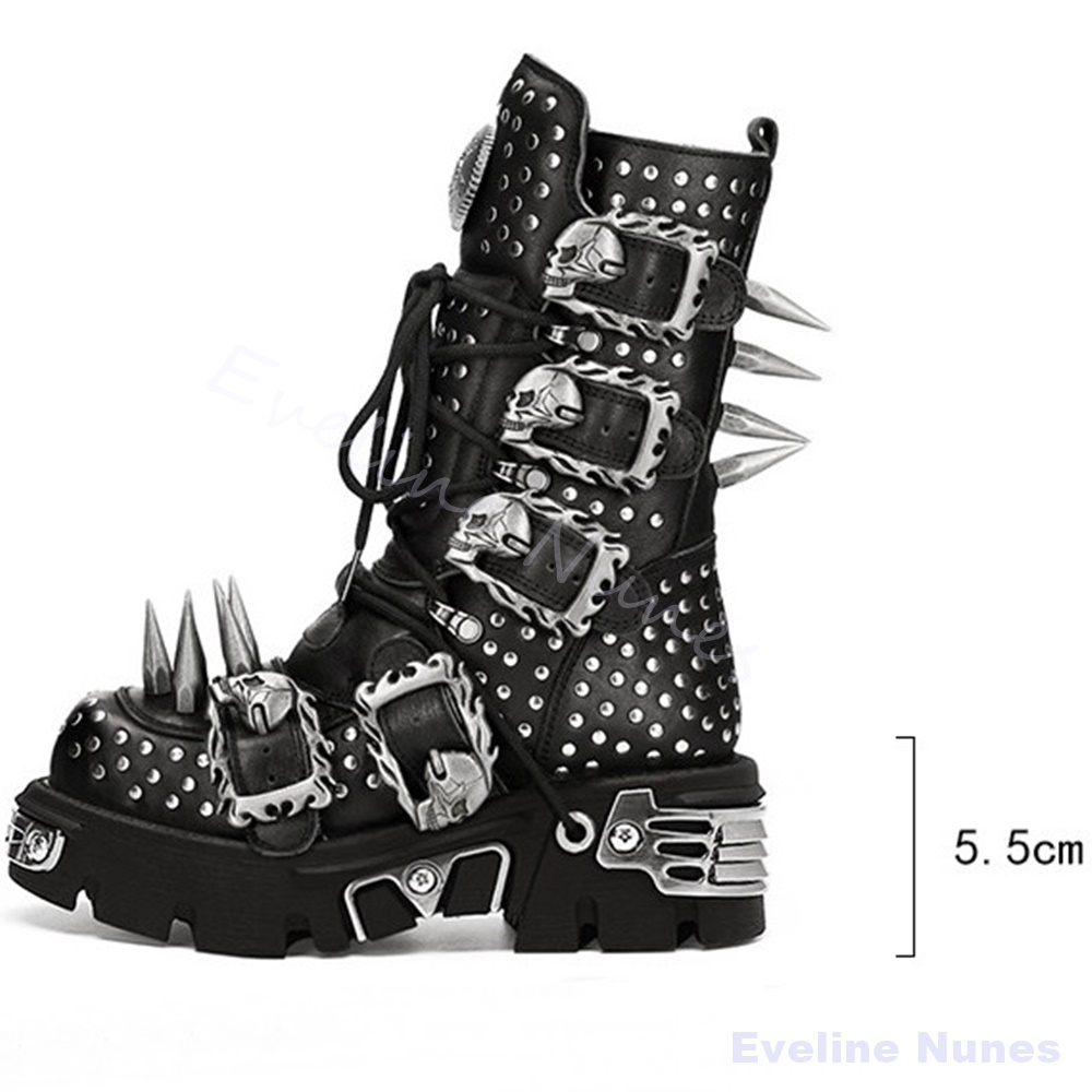 Gothic Halloween Cosplay Mid‑C - Mens Fashion Combat Boots recension och pris