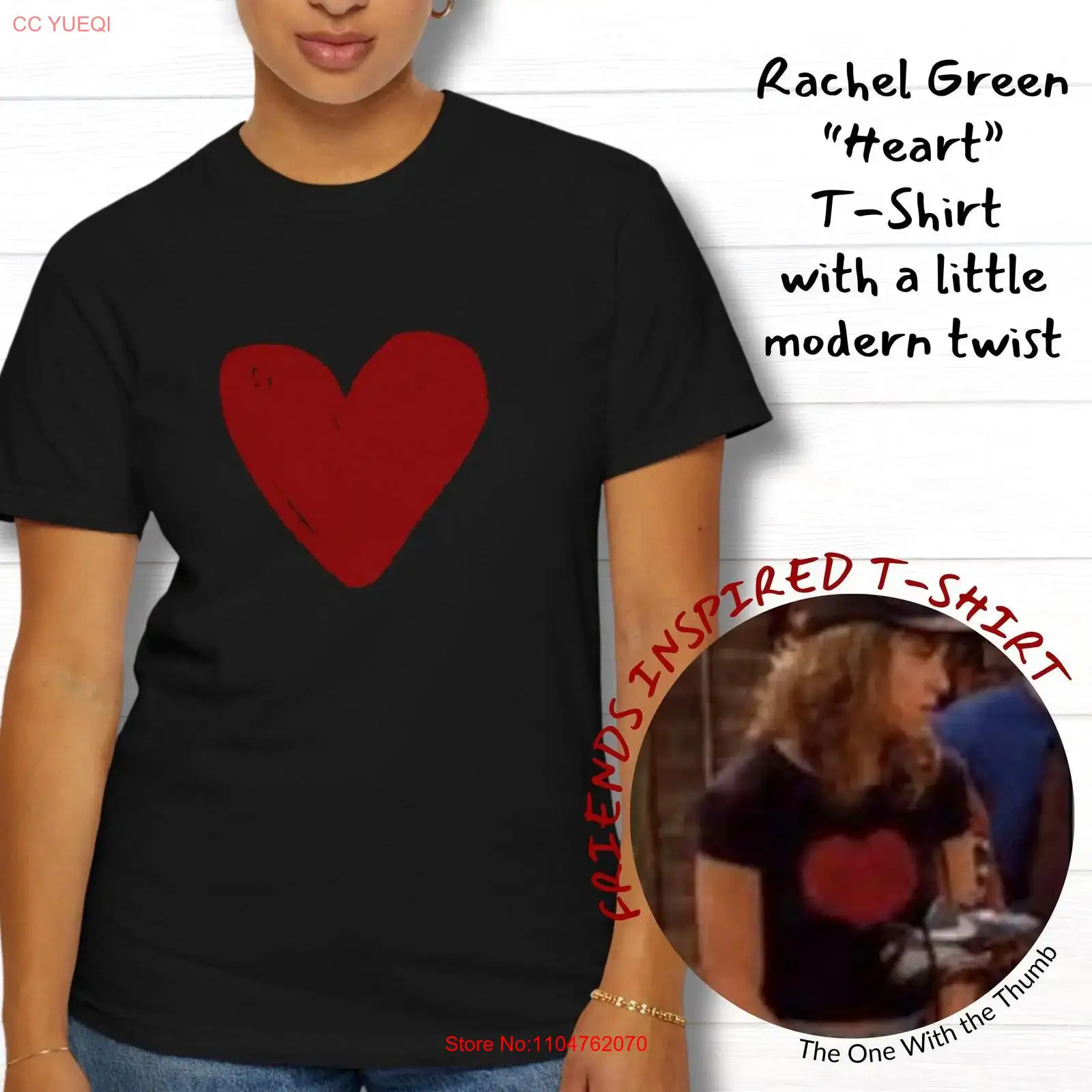 Rachel Green HearT T Shirt Fri - Mens Fashion In The 90S recension och pris