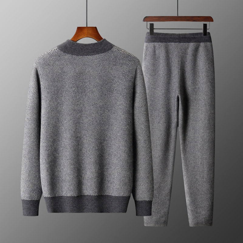 100% Merino Wool Jacquard Set  - Knitted Cardigan Men recension och pris