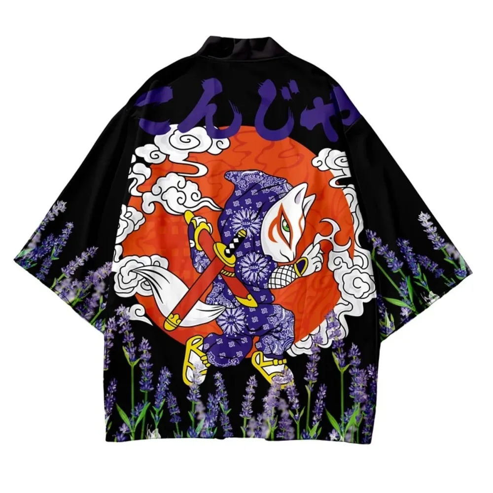 Crane Pattern Print Kimono Car - Knitted Cardigan Men recension och pris