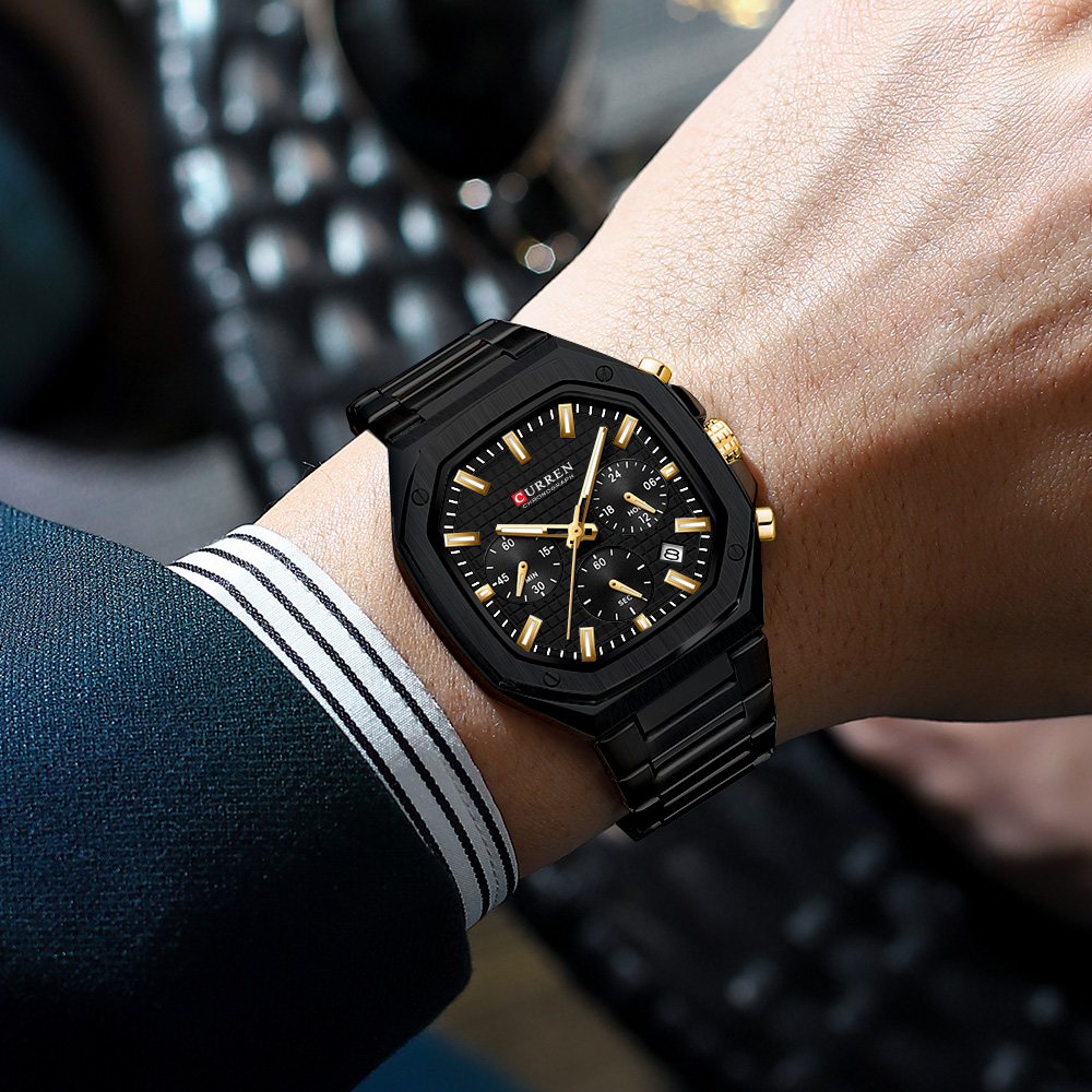 CURREN Luxury Square Chrono Wa - Mens Fashion Watch recension och pris