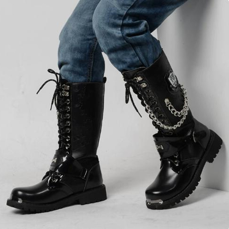 Fashion Men Motorcycle Boots M - Mens Fashion Combat Boots recension och pris