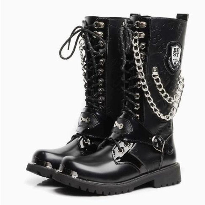 Fashion Men Motorcycle Boots M - Mens Fashion Combat Boots recension och pris