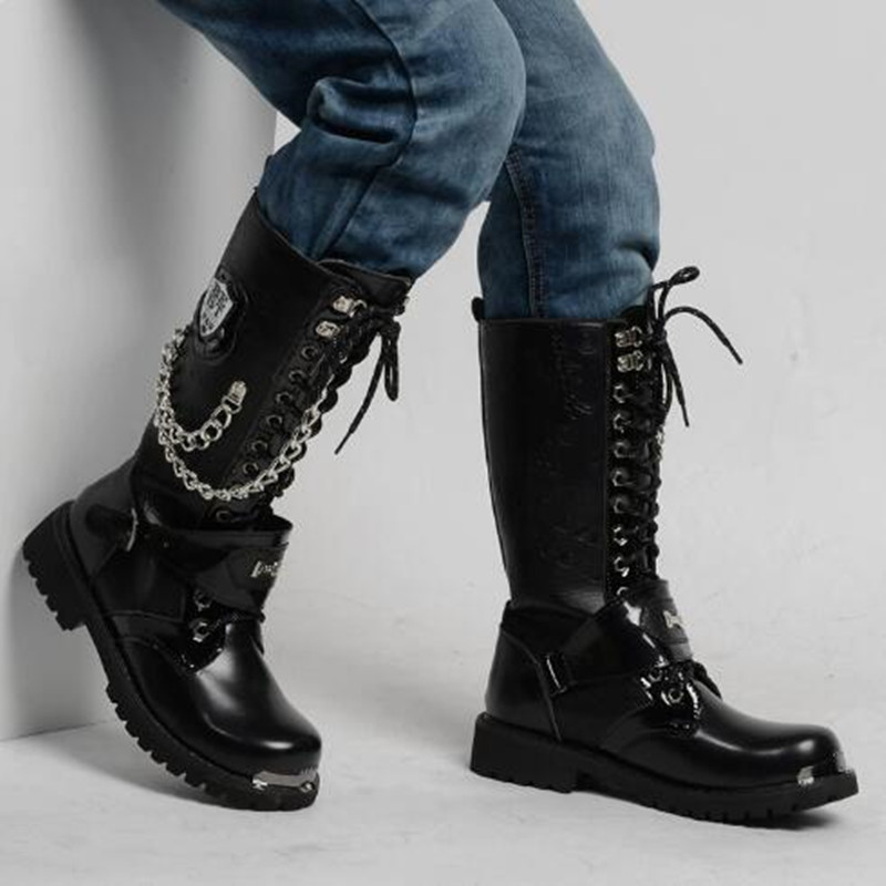 Fashion Men Motorcycle Boots M - Mens Fashion Combat Boots recension och pris