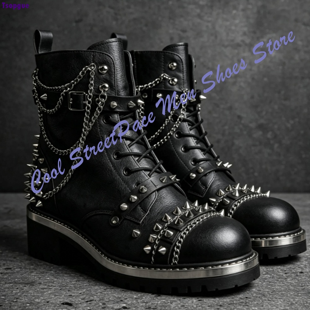 Punk Gothic Ankle Boots Men Me - Mens Fashion Combat Boots recension och pris