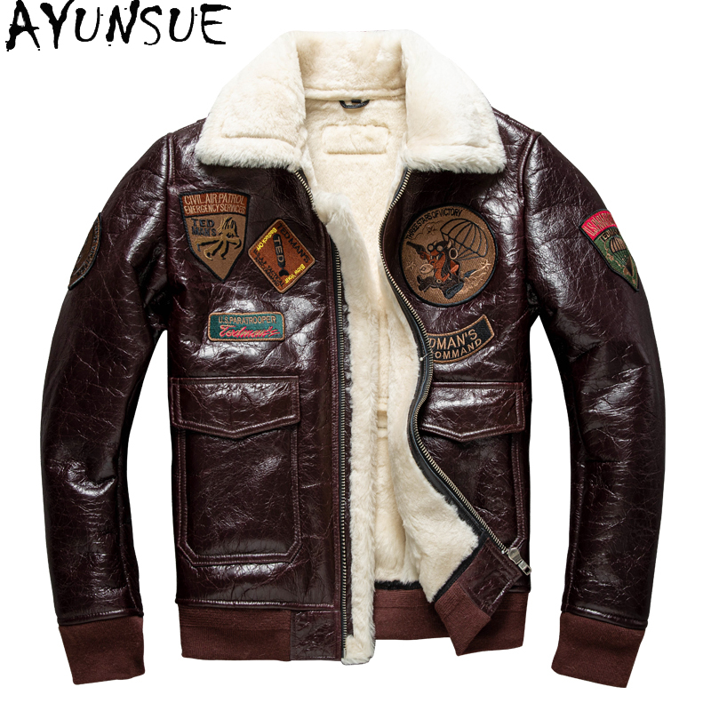 AYUNSUE Winter Leather Jacket  - Bomber Jacket Men recension och pris